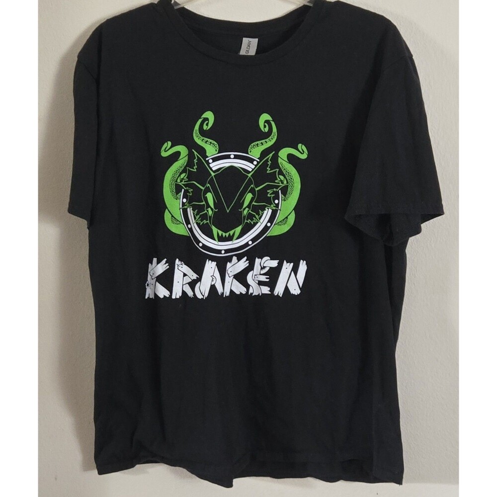 Kraken Graphic T Shirt Mens Large Black Green Tentacle Logo Tee